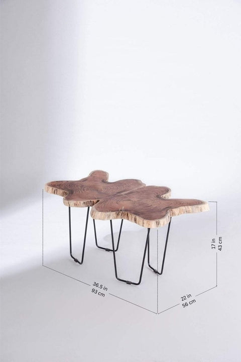 COFFEE TABLES Butterfly Acacia Wood And Metal Coffee Table