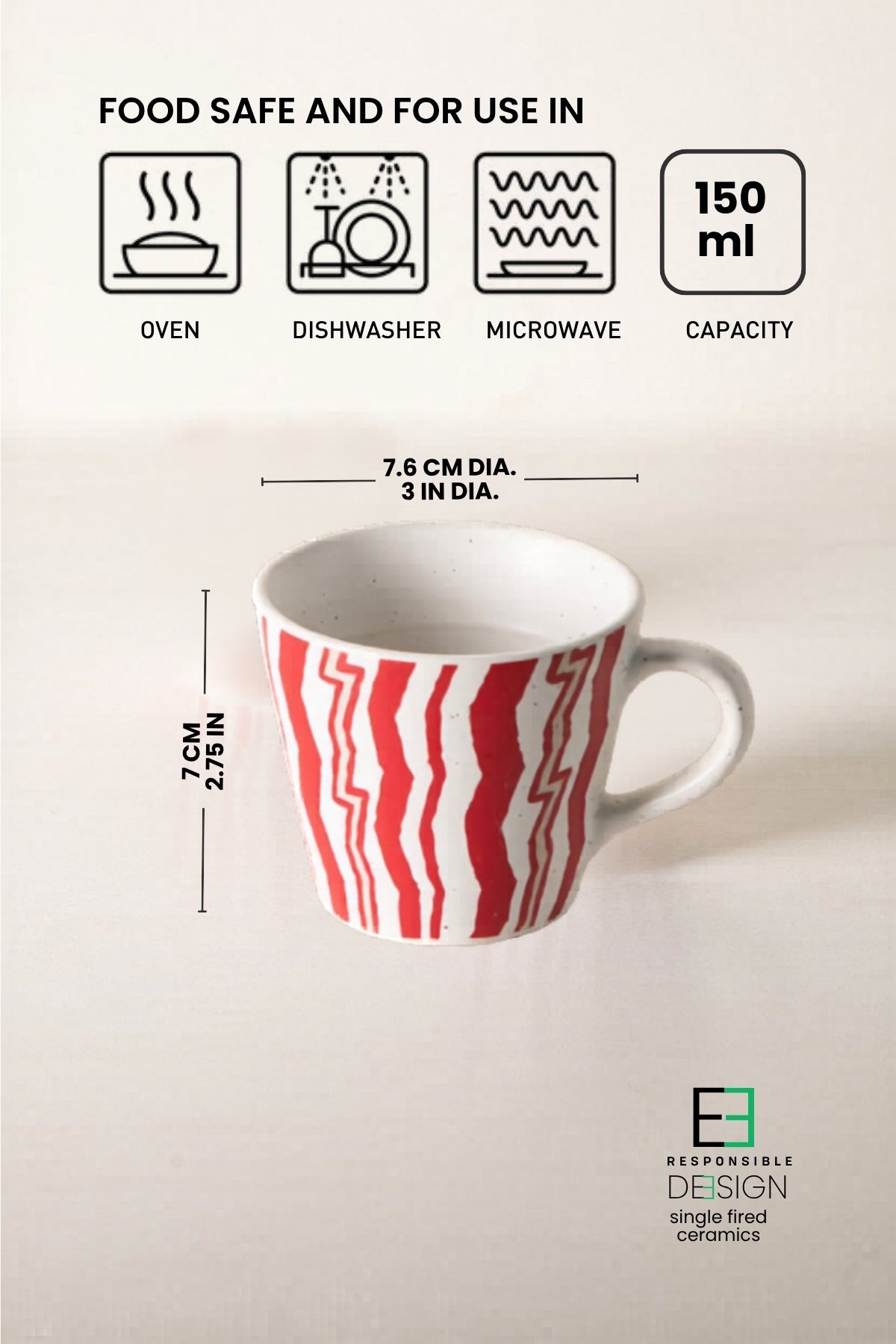 MUGS & CUPS Caivu Deep Red Espresso Mug (Set Of 2)