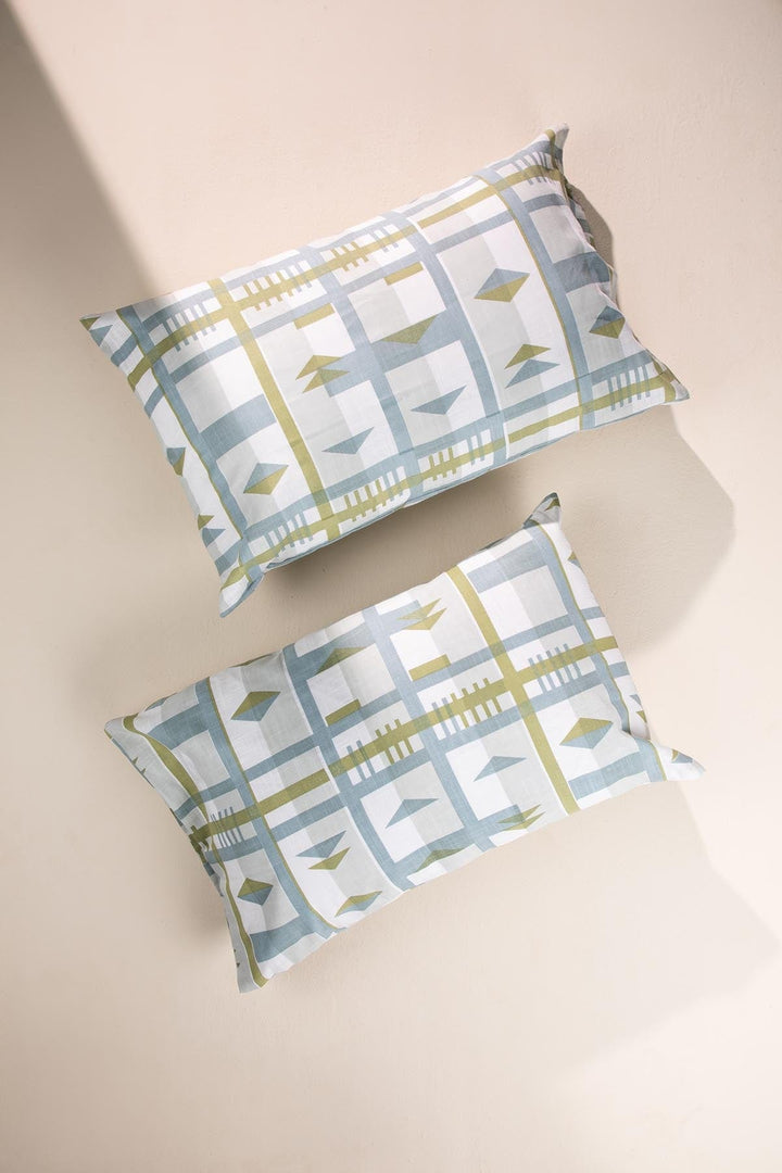 PILLOWS & SHAMS Cambaya Mist Grey Pillow Cover Set (Set of 2)