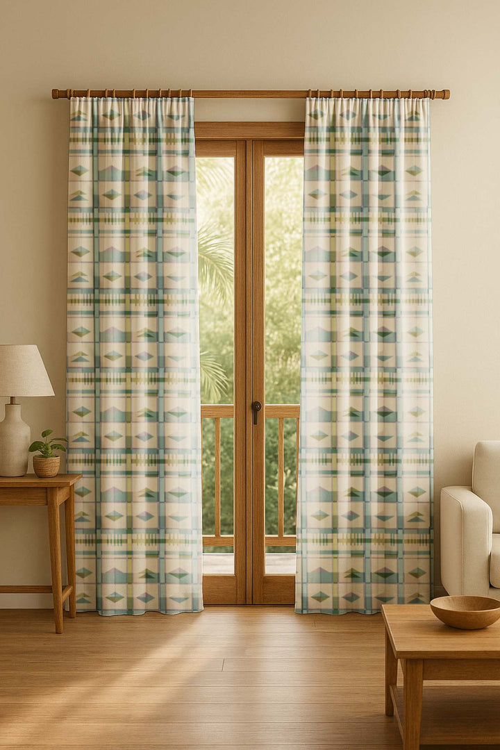 CURTAINS Cambaya Misty Blue Cotton Drapes And Blinds