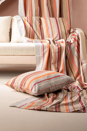 SHAMS & FLOOR CUSHIONS Casual Horizon Striper  Laterite Red  Cushion Cover (61 Cm X 61 Cm)