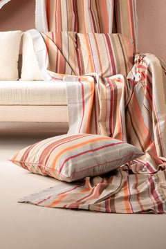 SHAMS & FLOOR CUSHIONS Casual Horizon Striper  Laterite Red  Cushion Cover (61 Cm X 61 Cm)