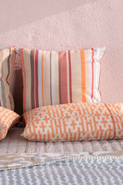 SHAMS & FLOOR CUSHIONS Casual Horizon Striper  Laterite Red  Cushion Cover (61 Cm X 61 Cm)