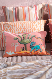 SHAMS & FLOOR CUSHIONS Casual Horizon Striper  Laterite Red  Cushion Cover (61 Cm X 61 Cm)