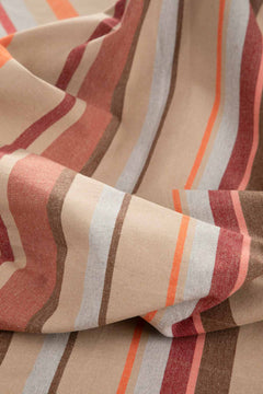 Casual Horizon Striper Laterite Red Woven Heavy Fabric And Curtains