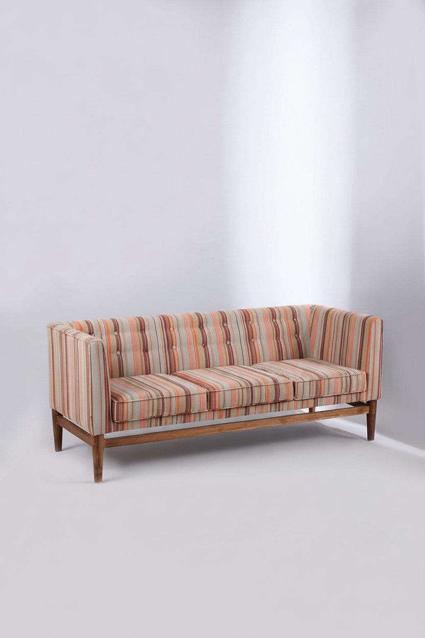 Casual Horizon Striper Laterite Red Woven Heavy Fabric And Curtains