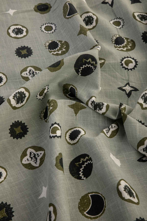 PRINT & PATTERN UPHOLSTERY FABRICS Celestial Sky Printed Upholstery Fabric (Lunar Grey)