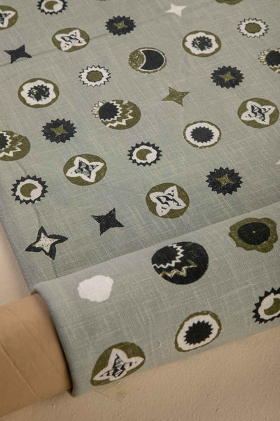 PRINT & PATTERN UPHOLSTERY FABRICS Celestial Sky Printed Upholstery Fabric (Lunar Grey)