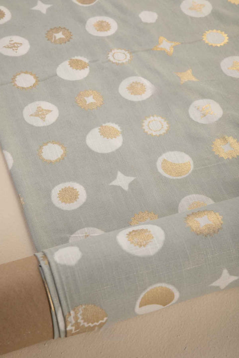 CURTAINS Celestial Lunar Gold Cotton Curtains And Blinds