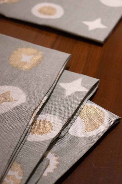 NAPKINS Celestial Sky Lunar Gold Dinner Napkin (Set Of 4)