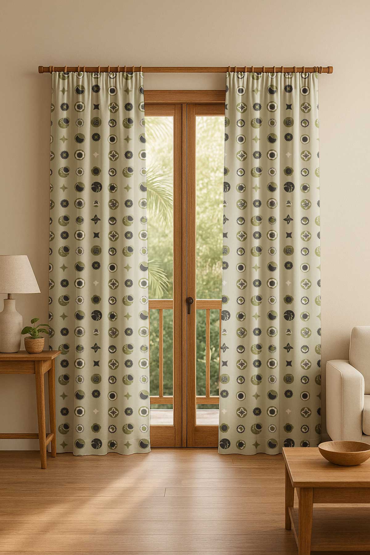 PRINT & PATTERN HEAVY FABRICS Celestial Sky Lunar Grey Printed Heavy Fabric And Curtains