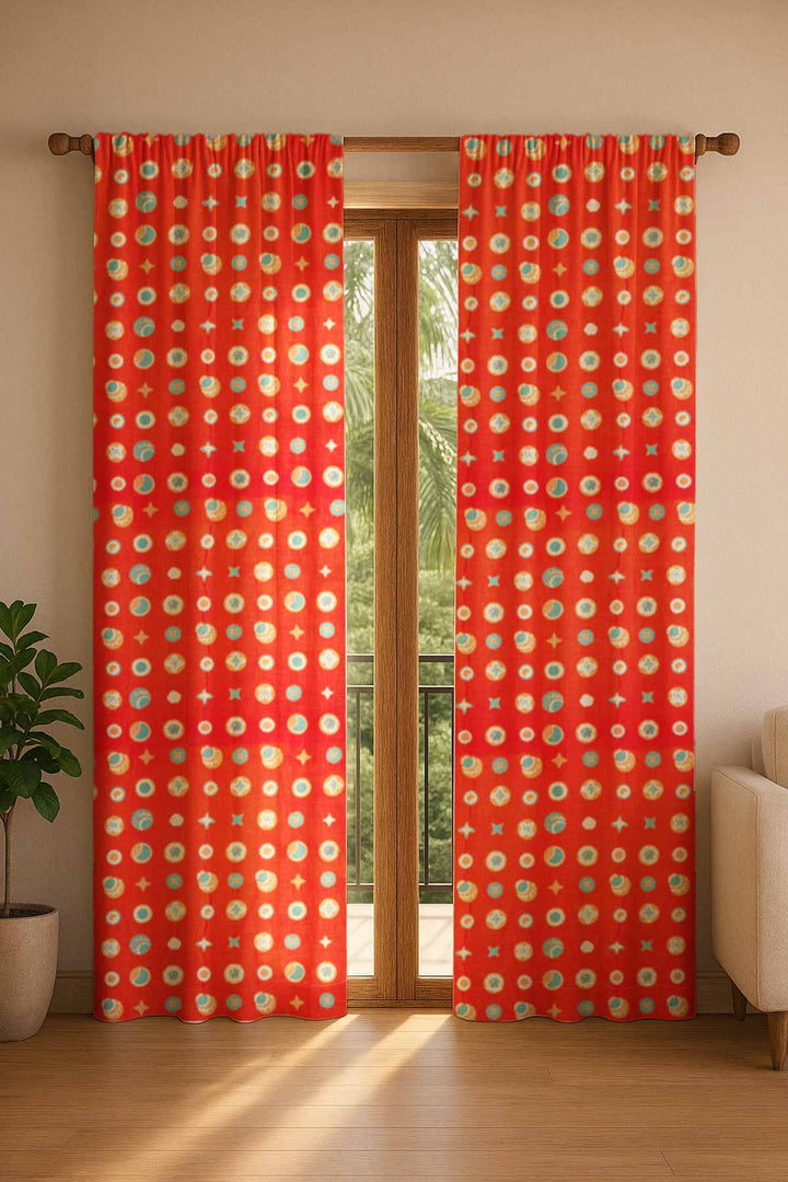 PRINT & PATTERN HEAVY FABRICS Celestial Sky Amber Orange Printed Heavy Fabric And Curtains