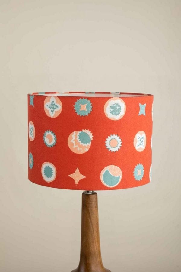 LAMPSHADES Celestial Sky Medium Drum Lampshade (Amber Orange)
