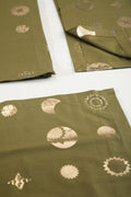 NAPKINS Celestial Stars  Olive Gold Dinner Napkin