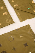 NAPKINS Celestial Stars  Olive Gold Dinner Napkin