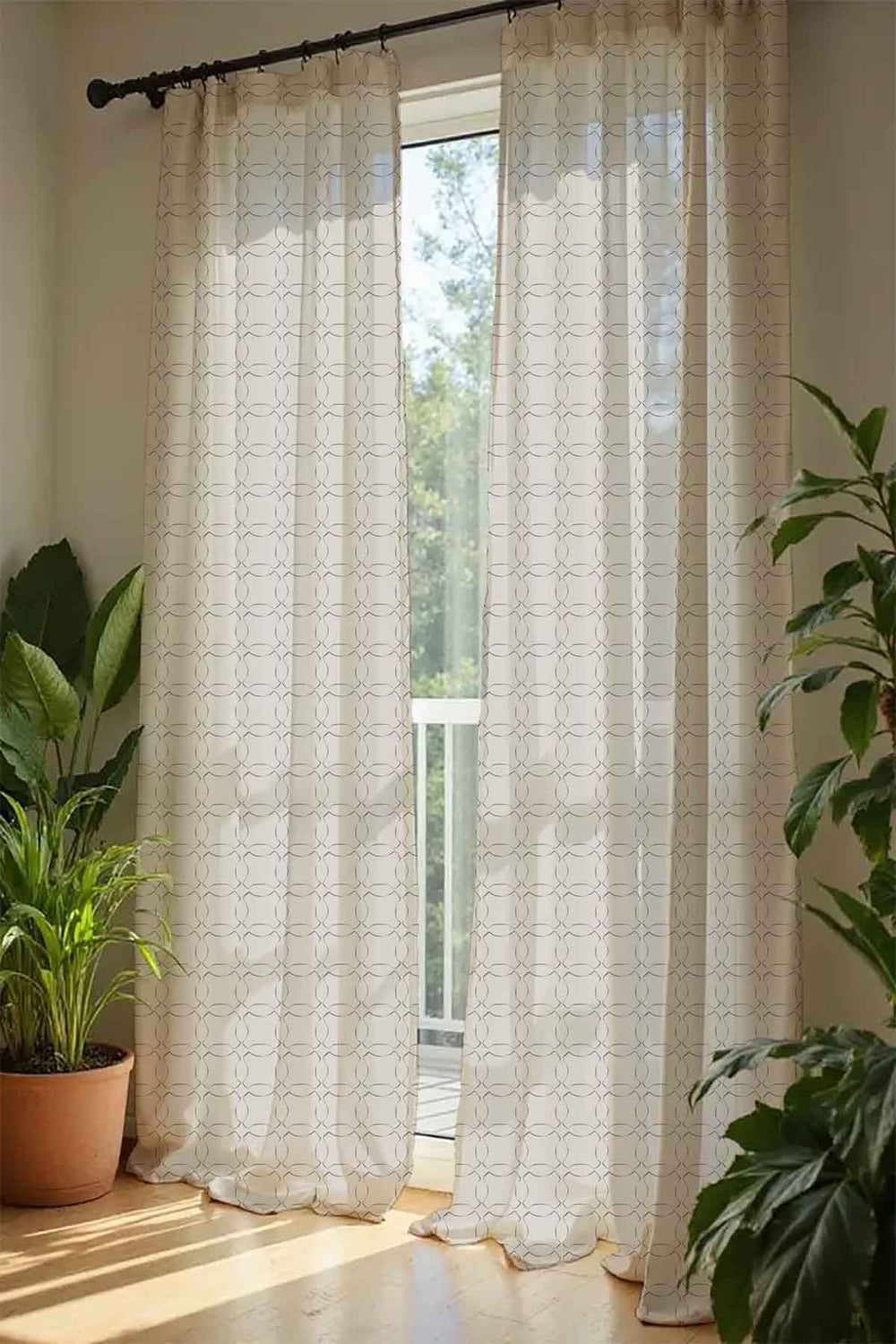 Circle Grid Stone Sheer Fabric And Curtains
