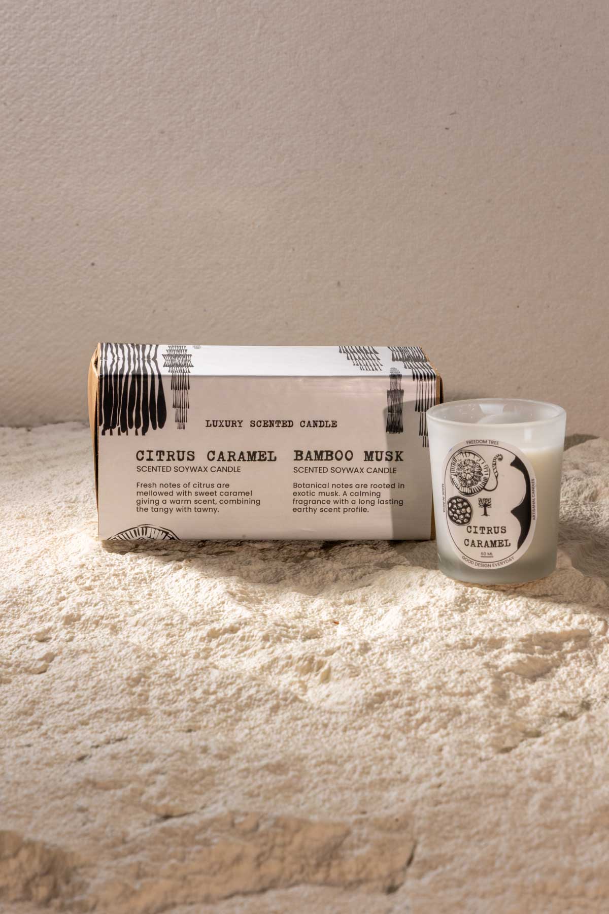 SCENTED CANDLES Citrus Caramel & Bamboo Musk Scented Candle (60 ML)