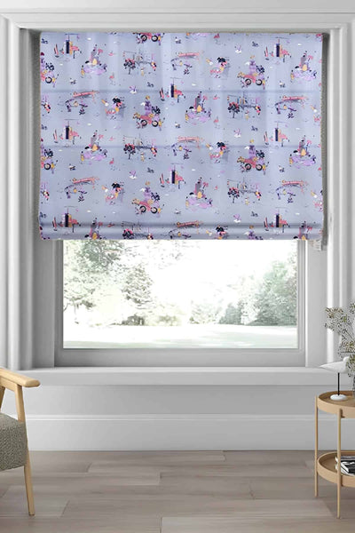 CURTAINS City Toile Cotton Drapes And Blinds (Blue)