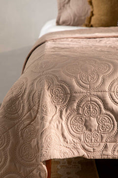 SOLID & TEXTURED BEDCOVERS Clover Beige Quilted Bedcover