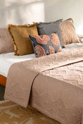SOLID & TEXTURED BEDCOVERS Clover Beige Quilted Bedcover