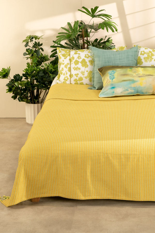 Code Shadow   Recycled Cotton Bedcover (Fresh Yellow)