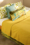SOLID & TEXTURED BEDCOVERS Code Shadow   Recycled Cotton Bedcover (Fresh Yellow)