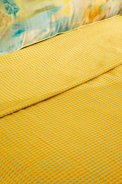 SOLID & TEXTURED BEDCOVERS Code Shadow   Recycled Cotton Bedcover (Fresh Yellow)