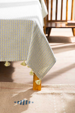 SOLID & TEXTURED BEDCOVERS Code Shadow Woven Cotton Bedcover (Grey Yellow)