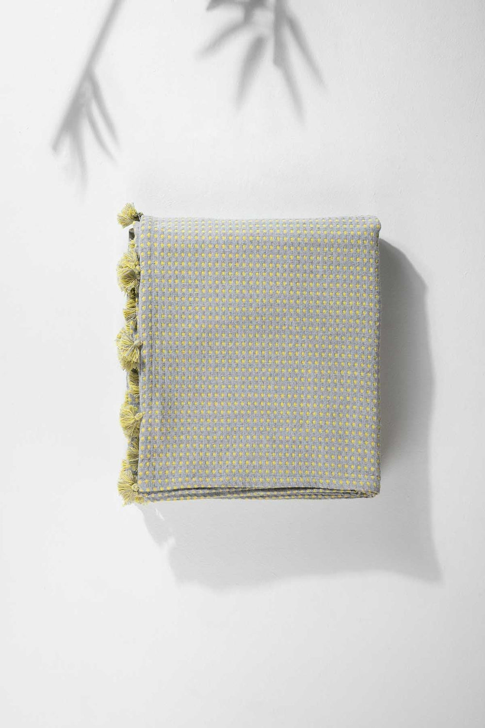 SOLID & TEXTURED BEDCOVERS Code Shadow Woven Cotton Bedcover (Grey Yellow)