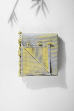 SOLID & TEXTURED BEDCOVERS Code Shadow Woven Cotton Bedcover (Grey Yellow)