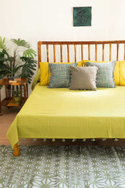 SOLID & TEXTURED BEDCOVERS Code Shadow Woven Cotton Bedcover (Lime Green)