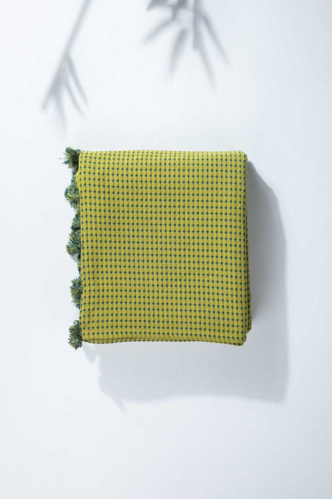 SOLID & TEXTURED BEDCOVERS Code Shadow Woven Cotton Bedcover (Lime Green)