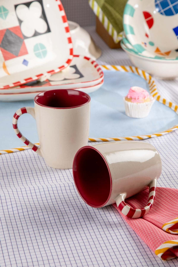 MUGS & CUPS Color Pop Red Ceramic Coffee Mug (Set of 2)