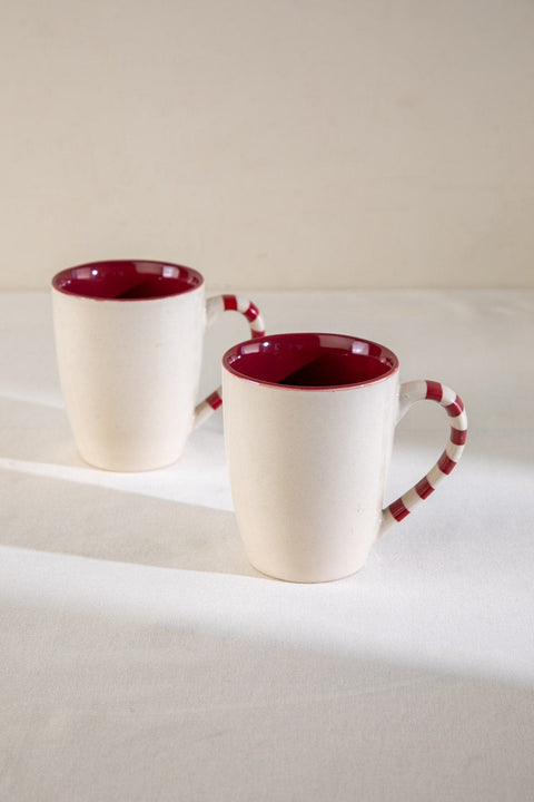 MUGS & CUPS Color Pop Red Ceramic Coffee Mug (Set of 2)