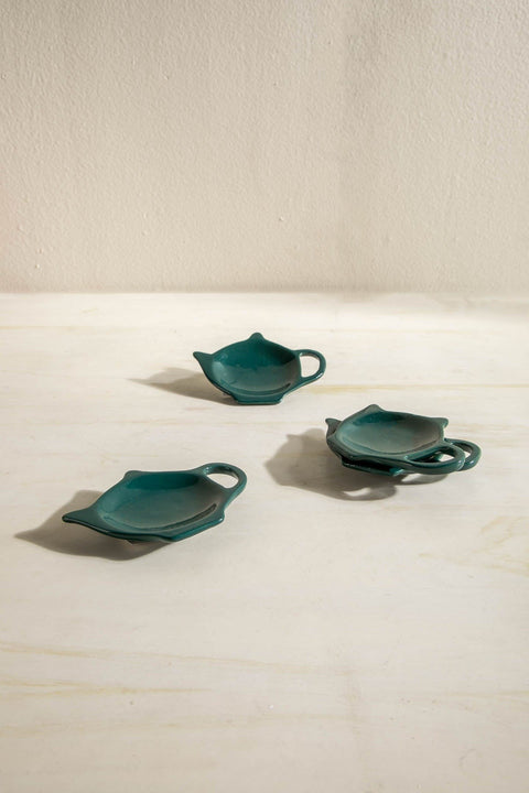 DINING ACCESSORIES Color Pop Nova Teal Ceramic Tea Bag Thinggy (Set Of 2)