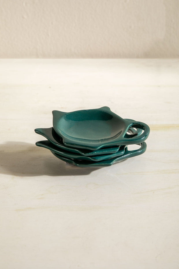 DINING ACCESSORIES Color Pop Nova Teal Ceramic Tea Bag Thinggy (Set Of 2)