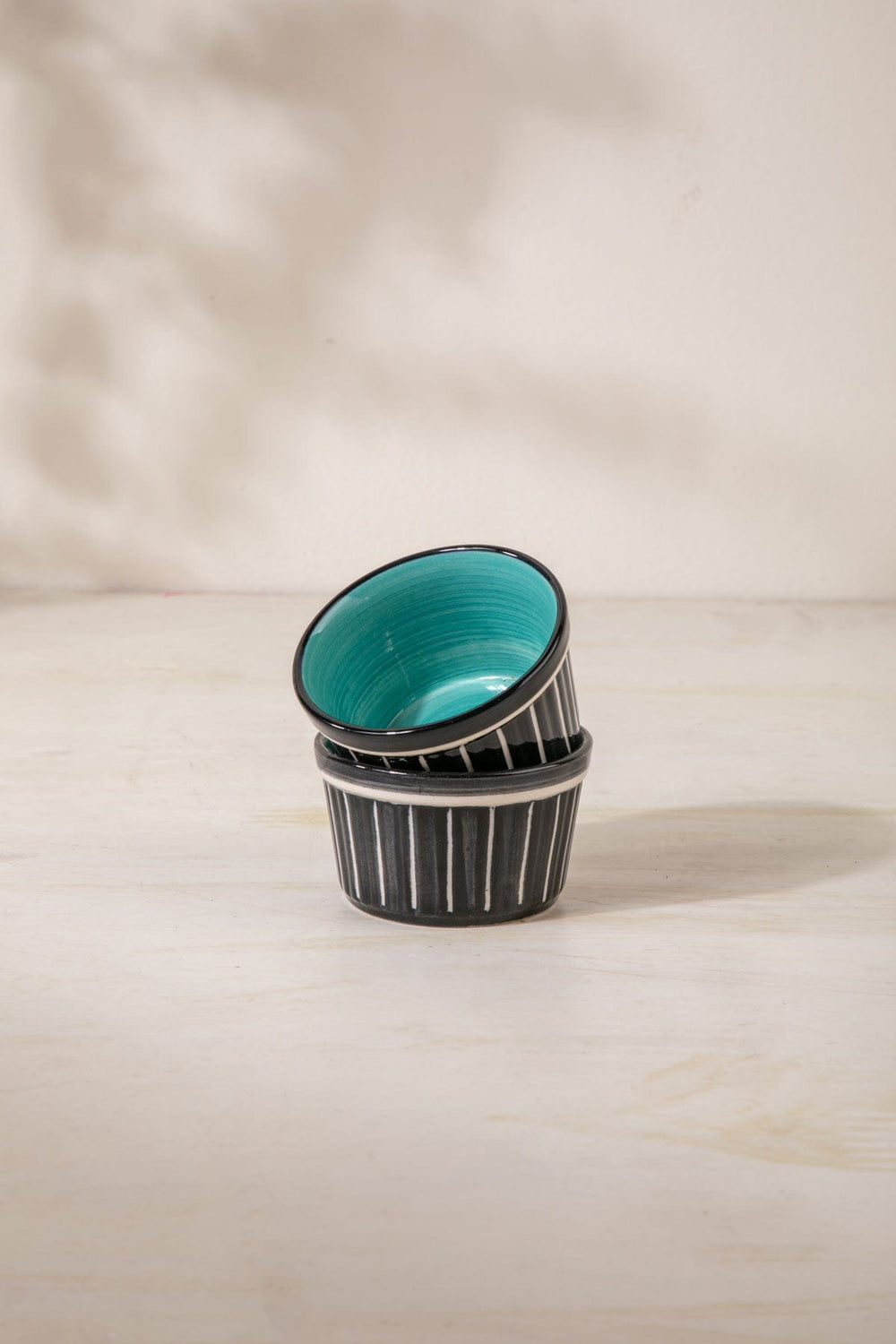 RAMEKINS Color Pop Black And Mint Ceramic Ramekin (Set Of 2)
