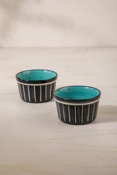 Color Pop Black And Mint Ceramic Ramekin (Set Of 2)