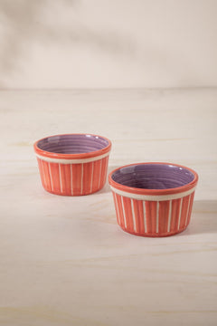 Color Pop Coral And Lavender Ceramic Ramekin (Set Of 2)