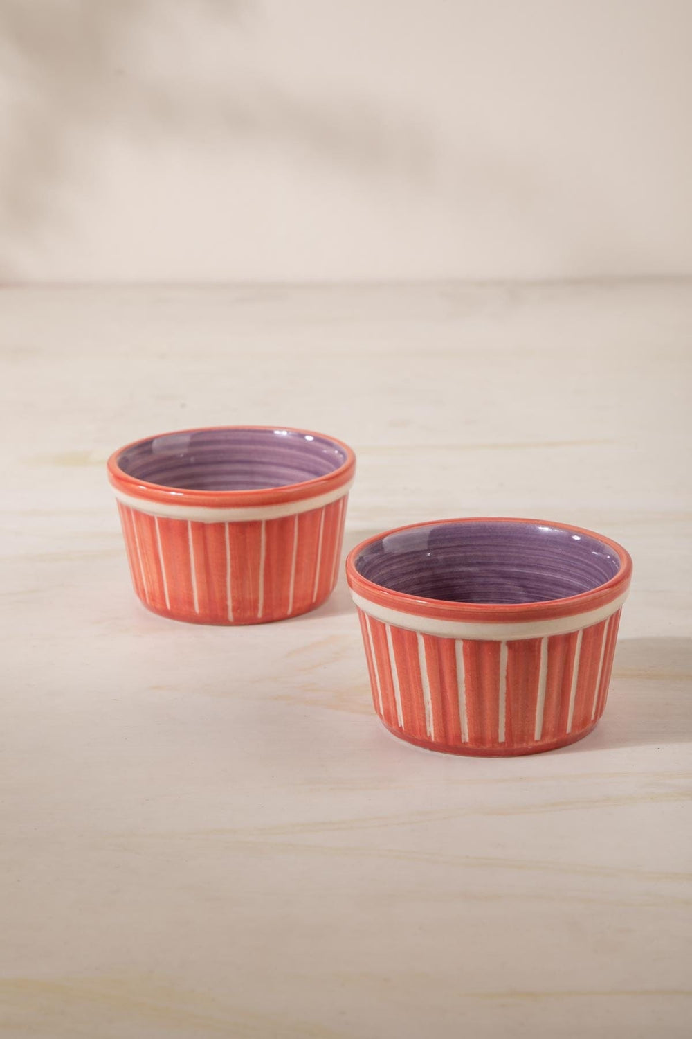 Color Pop Coral And Lavender Ceramic Ramekin (Set Of 2)
