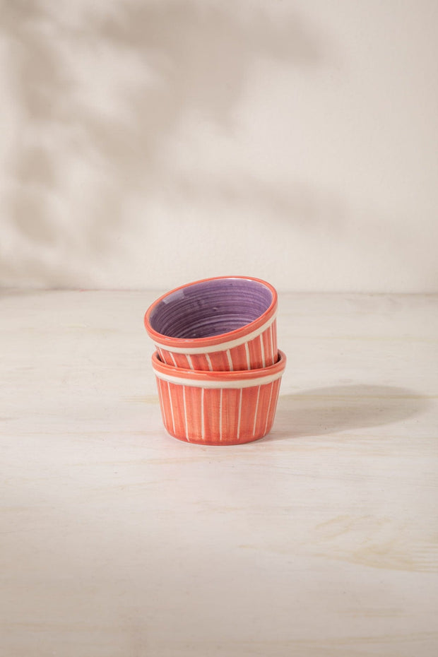 RAMEKINS Color Pop Coral And Lavender Ceramic Ramekin (Set Of 2)