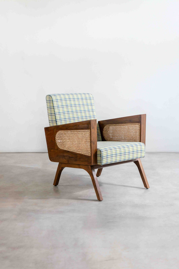 ARMCHAIRS & ACCENTS Coonoor Teak Wood And Wicker Armchair