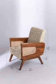 ARMCHAIRS & ACCENTS Coonoor Teak Wood And Wicker Armchair