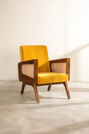 ARMCHAIRS & ACCENTS Coonoor Teak Wood And Wicker Armchair