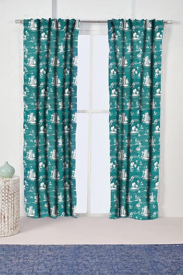 Coromandel Cotton Drapes And Blinds (Blue)