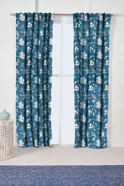 PRINT & PATTERN HEAVY FABRICS Coromandel Printed Heavy Fabric And Curtains (Blue)