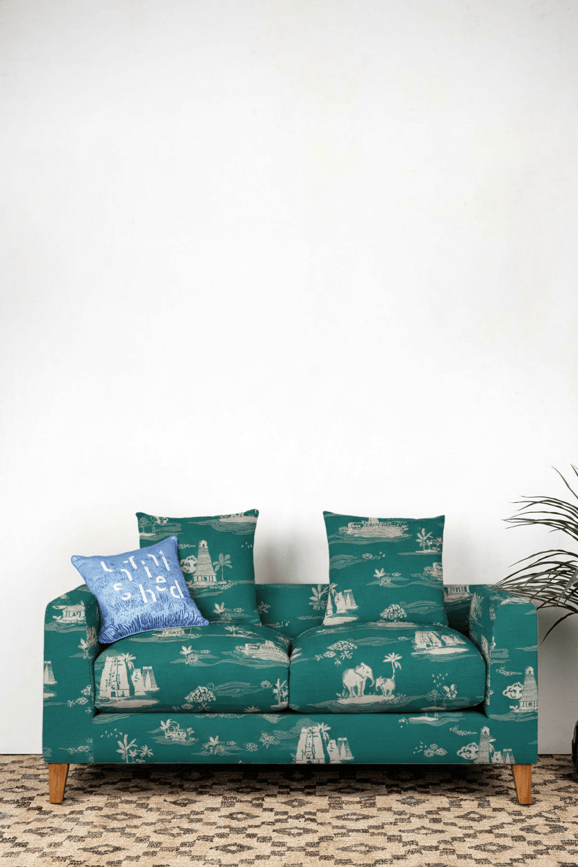 PRINT & PATTERN UPHOLSTERY FABRICS Coromandel Printed Upholstery Fabric (Turquoise)
