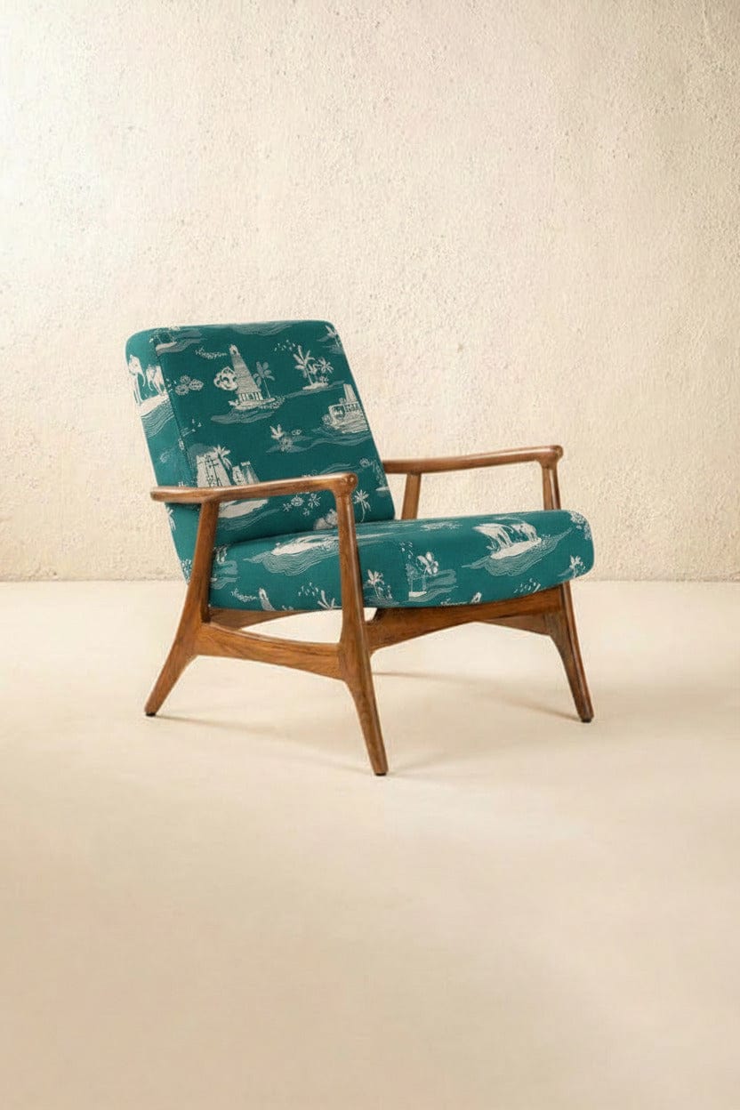PRINT & PATTERN UPHOLSTERY FABRICS Coromandel Printed Upholstery Fabric (Turquoise)