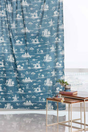 CURTAINS Coromandel Blue Window Curtain In Sheer Fabric