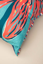 PRINT & PATTERN CUSHIONS Cotton Flower Coral Sky Cushion Cover (46 X 46 Cm)